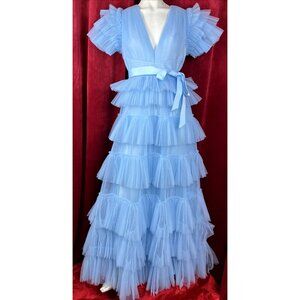 US 8 Huishan Zhang Nicolette  Pleat Tulle 30s Styl Dress Red Carpet Debutante